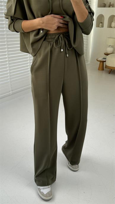 Haki Kapişonlu Modal Kumaş Spor Takım