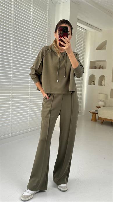 Haki Kapişonlu Modal Kumaş Spor Takım