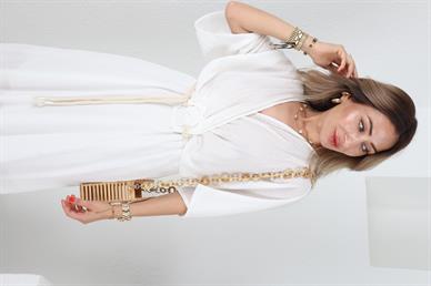 Halat Kemerli Kruvaze Oversize Elbise