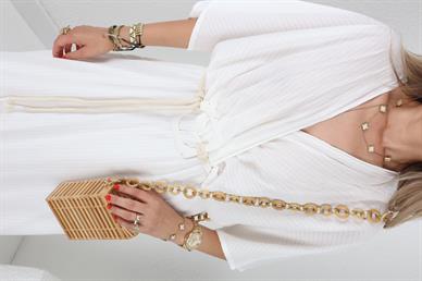 Halat Kemerli Kruvaze Oversize Elbise