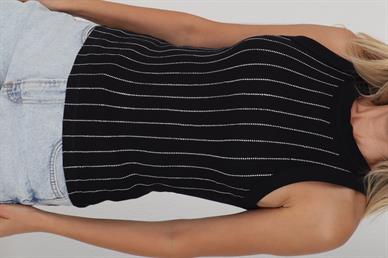 Halter Yaka Siyah Boydan Taşlı Fitilli Atlet