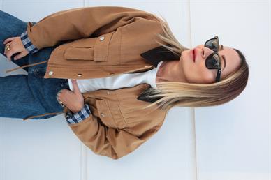 Hardal Torba Cepli Crop Ceket