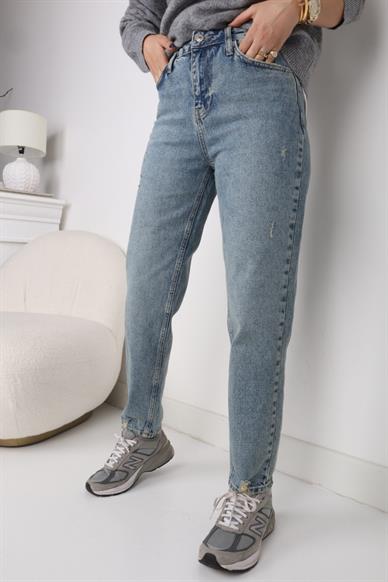 High Rise Açık Mavi Comfort Likralı Mom Jean