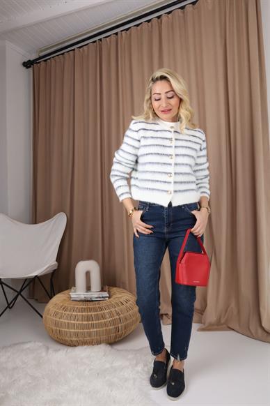 High Rise Gölgeli Full Likralı Mom Jean