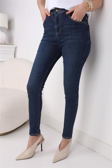 High Rise Koyu Mavi Full Likralı Skiny Jean