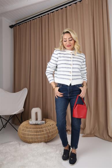 High Rise Likralı Mom Jean