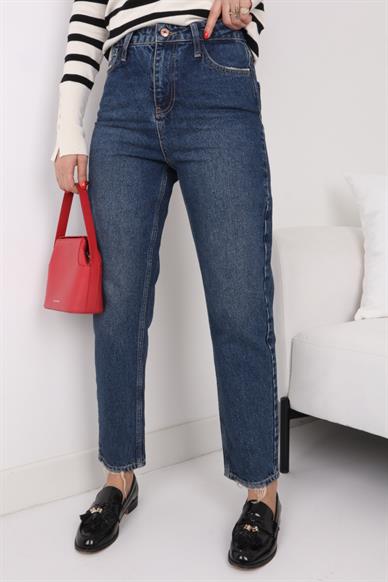 High Rise Likrasız Klasik Mom Jean