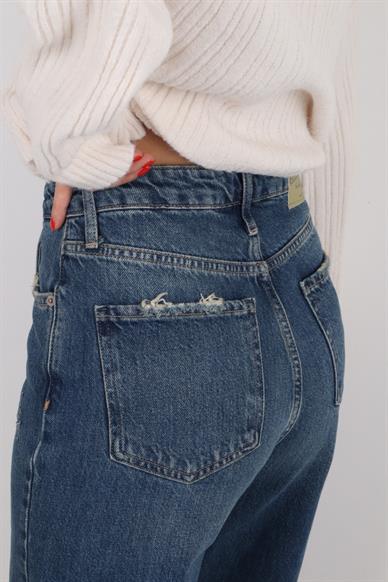 High Rise Straight Leg Likrasız Jean