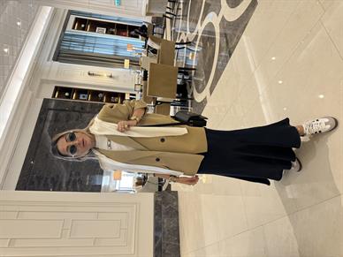 İki Düğmeli Camel Keten Blazer Ceket