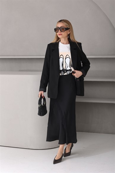 İki Düğmeli Siyah Blazer Ceket