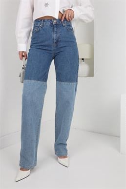 İki Renkli Denim Pantolon