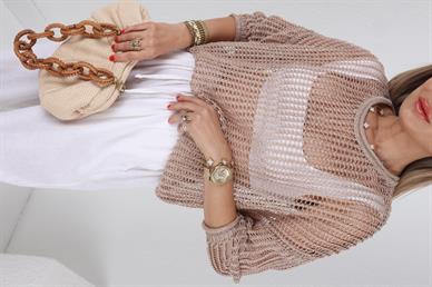 İnce Ajurlu Vizon Merserize Kazak