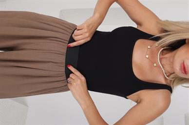 İnce Askılı Siyah Fitilli Atlet