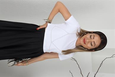 İncili Beyaz Crop Tshirt