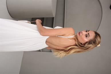 İp Askılı Beli Sırt Detay Beyaz Astarlı Elbise