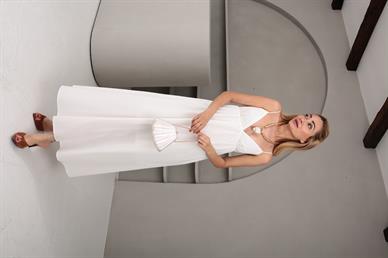 İp Askılı Beli Sırt Detay Beyaz Astarlı Elbise