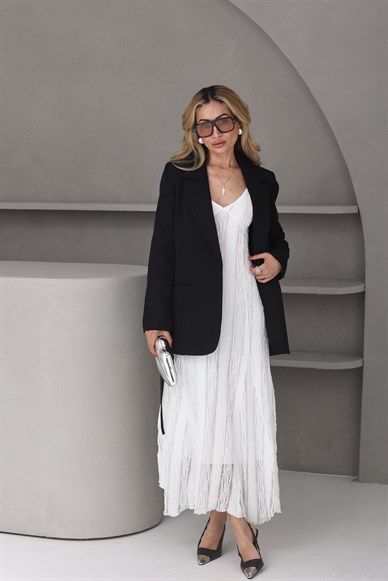 İp Askılı Beyaz Elbise