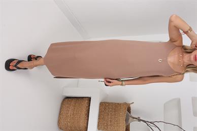 İp Askılı Camel Kloş Elbise