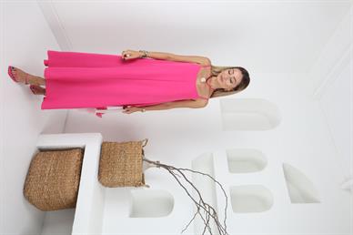 İp Askılı Fuşya  Elbise