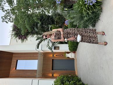 İp Askılı Leopar Desen Uzun Elbise