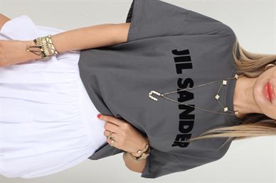 Jil Sander Baskılı Gri Tshirt
