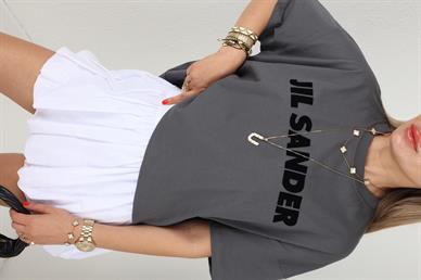 Jil Sander Baskılı Gri Tshirt