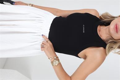 Jil Sander Taş İşli Halter Yaka Siyah Atlet