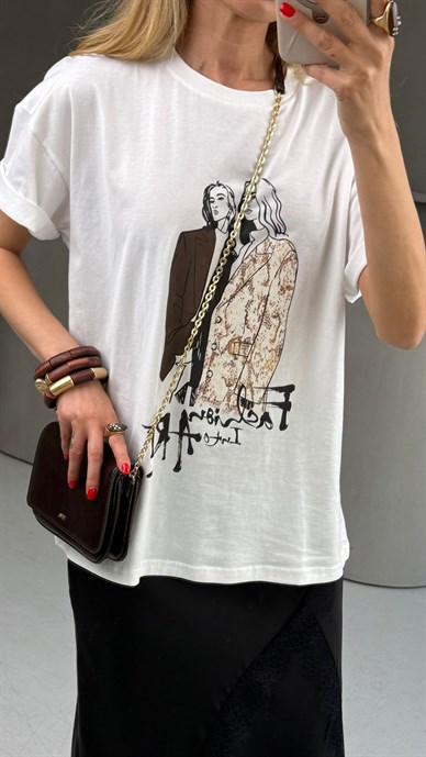 Kadın Baskılı Basic Tshirt