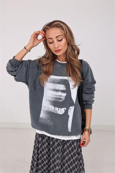 Kadın Baskılı Yıkamalı Sweatshirt