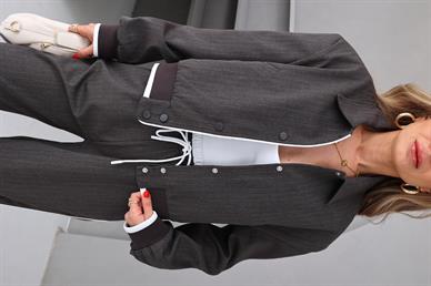 Kahve Çizgili Boımber Ceket