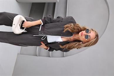 Kahve Çizgili Boımber Ceket