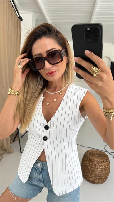 Kahve Desenli Geniş Saplı Kemik Gözlük(8377)