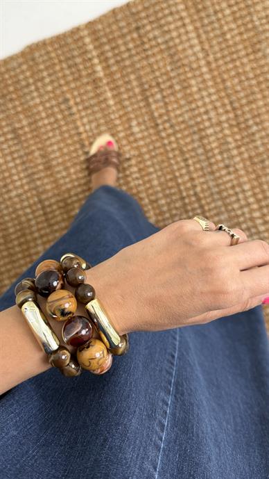 Kahve Desenli Top Bileklik