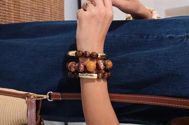 Kahve Desenli Top Bileklik