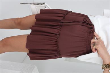 Kahve Katlı Modal Şort Etek