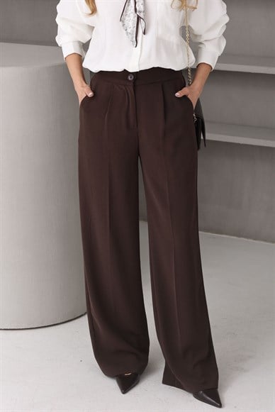 Kahve Krep Kumaş Palazzo