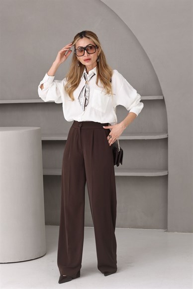 Kahve Krep Kumaş Palazzo