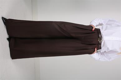 Kahve Pileli Kemerli Palazzo Pantolon