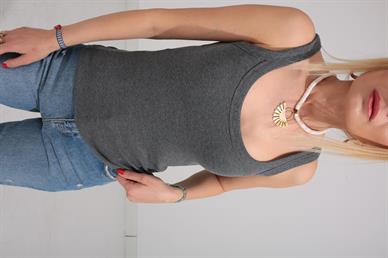 Kalın Biyeli Askılı Füme Fitilli Atlet