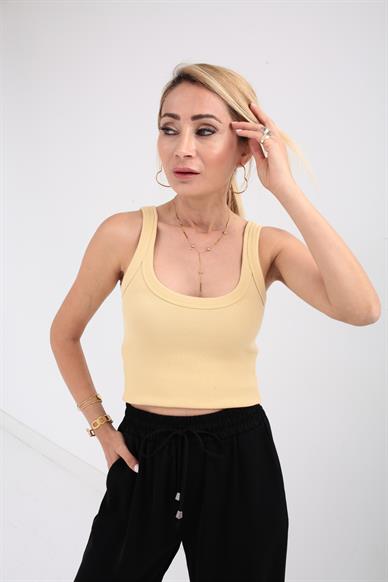 Kalın Biyeli Askılı Sarı Fitilli Atlet