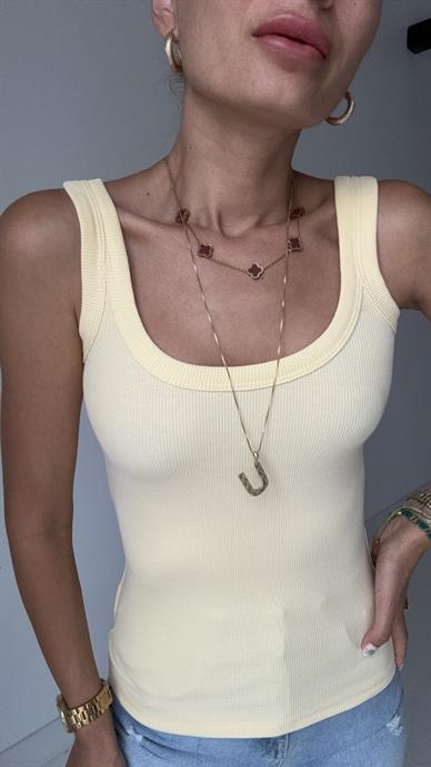 Kalın Biyeli Askılı Sarı Fitilli Atlet