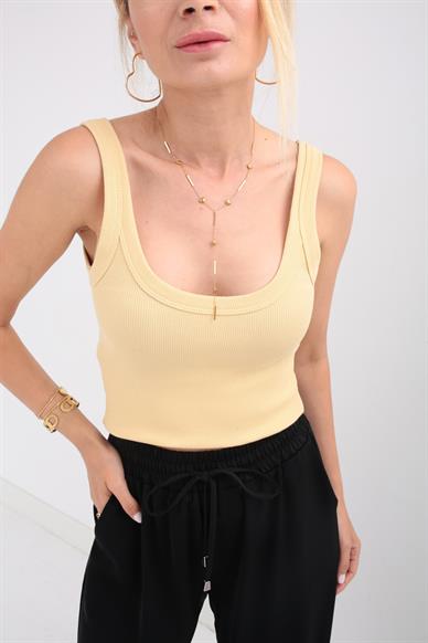 Kalın Biyeli Askılı Sarı Fitilli Atlet