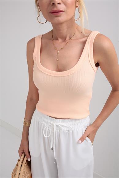 Kalın Biyeli Askılı Somonı Fitilli Atlet