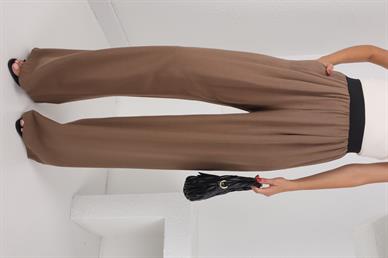 Kalın Lastikli Kahve  Bol Pantolon