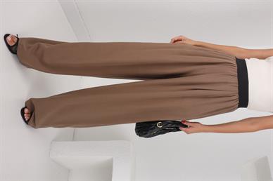 Kalın Lastikli Kahve  Bol Pantolon