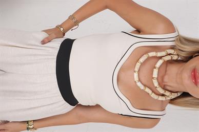 Kalp Yaka Taş Biyeli Penye Atlet