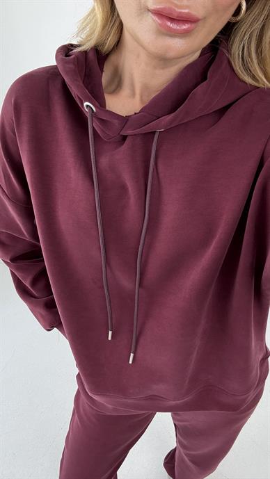 Kapüşonlu Modal Bordo Eşofman Takımı