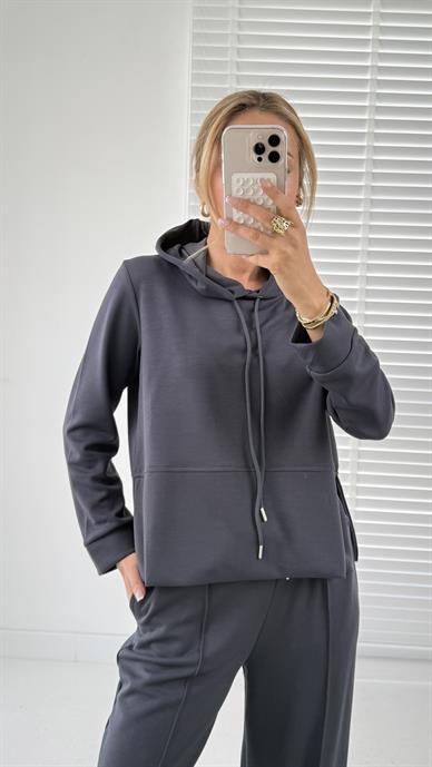 Kapüşonlu Modal Füme Eşofman Takımı