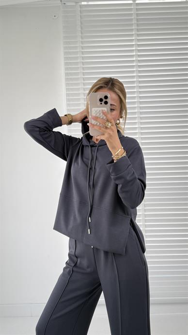 Kapüşonlu Modal Füme Eşofman Takımı