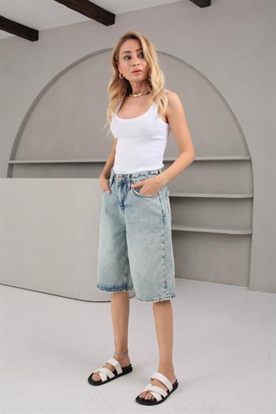 Kar Yıkamalı Şehir Boy Denim Şort (1883-1)